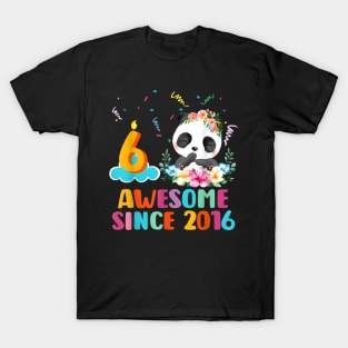 6 Panda Unicorn Awesome Since 2016 6Th T-Shirt